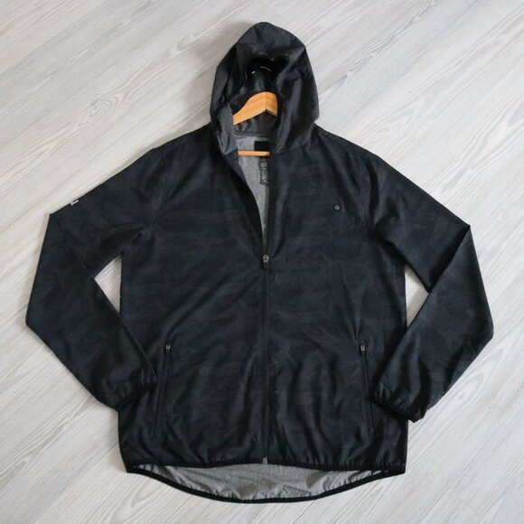 Vuori Trainer Shell Jacket Charcoal Camo Men's M Performance Gym Full Zip V512 - Picture 2 of 10